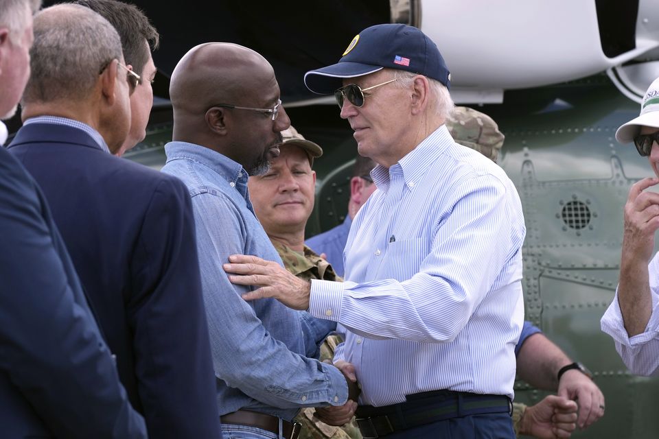 US President Joe Biden was also in Georgia to witness the hurricane’s devastation (AP Photo/Susan Walsh)