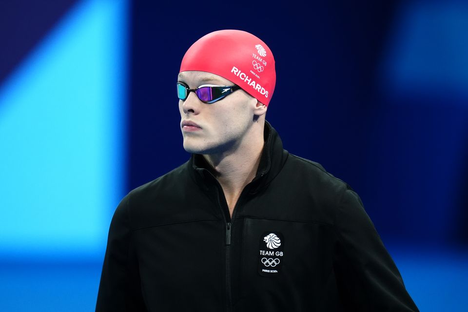 Great Britain’s Matthew Richards walks out before the Men’s 100m Freestyle semi-final (PA)