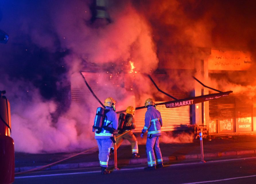 Firefighters tackling a blaze on Saturday night