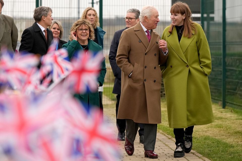 The King speaks with Deputy Prime Minister Angela Rayner, who is also the Housing Secretary (Alastair Grant/PA)