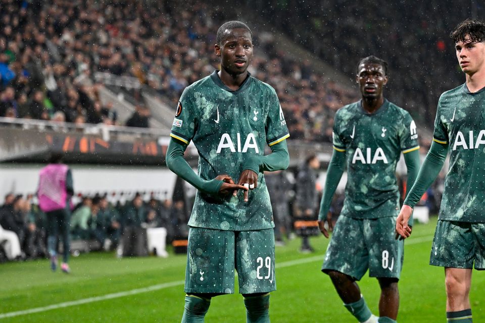 Tottenham celebrate the opening goal (Denes Erdos/AP)