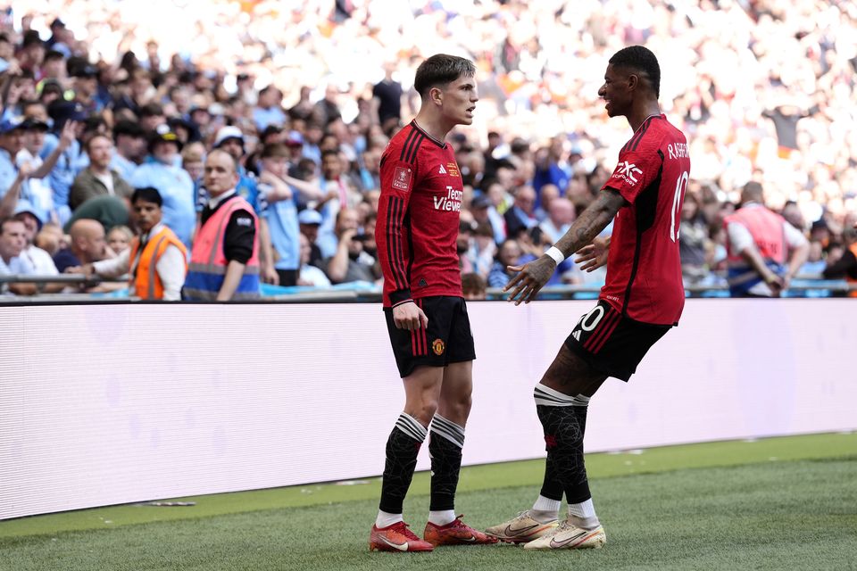 Alejandro Garnacho and Marcus Rashford will not be playing against Manchester City this time (Nick Potts/PA)