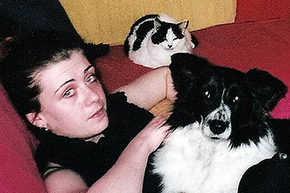 Shirley Finlay with her cat and dog at home