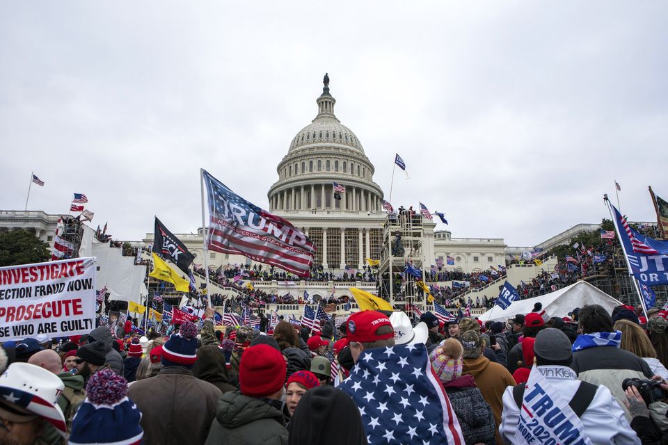 Supporters of then President Donald Trump rally at the US Capitol on January 6 2021, in Washington (Jose Luis Mangana/AP)