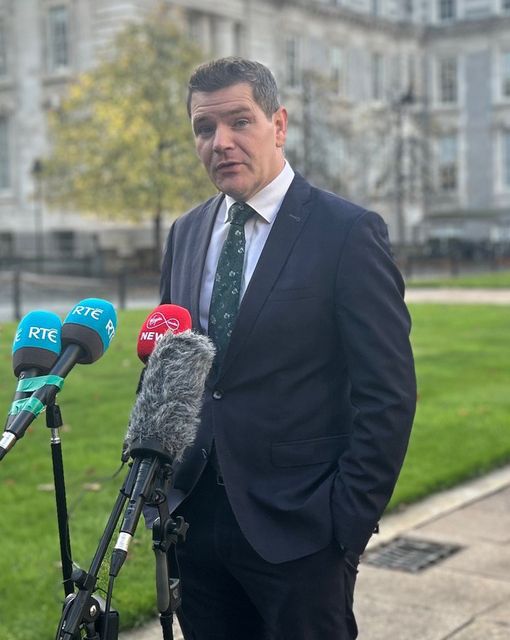 Minister for Enterprise Peter Burke speaks to the media ahead of a Cabinet meeting to sign off on Budget 2025 at Government Buildings in Dublin (Cillian Sherlock/PA)