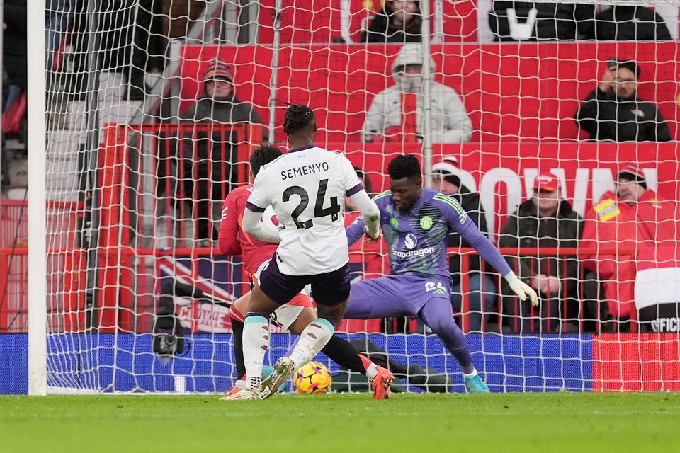 Bournemouth’s Antoine Semenyo completed the scoring with this shot (Martin Rickett/PA)