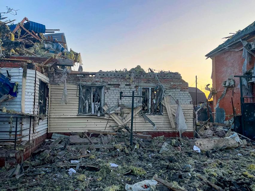 Shelling hit the city of Sudzha, in the Kursk region that borders Ukraine (Governor of Kursk region telegram channel via AP)