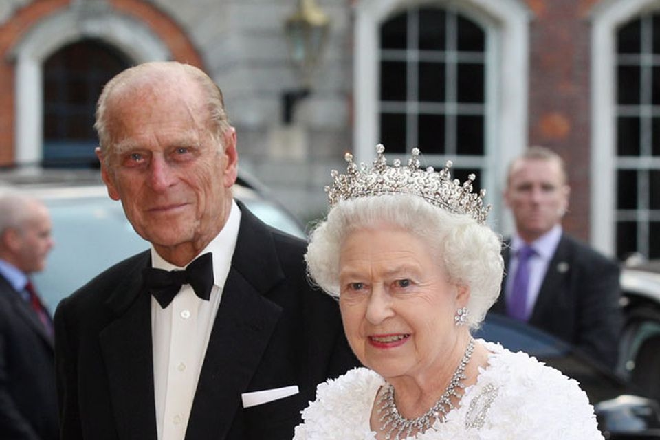 Queen Elizabeth II and Prince Philip, Duke of Edinburgh arrive to attend a State Banquet in Dublin Castle on May 18, 2011 in Dublin, Ireland