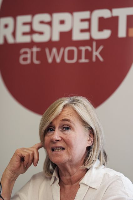 Sharon Gill, a former 999 call centre worker, speaking at the launch of a report on union busting in Ireland at Buswells Hotel, Dublin. Picture date: Wednesday October 23, 2024.