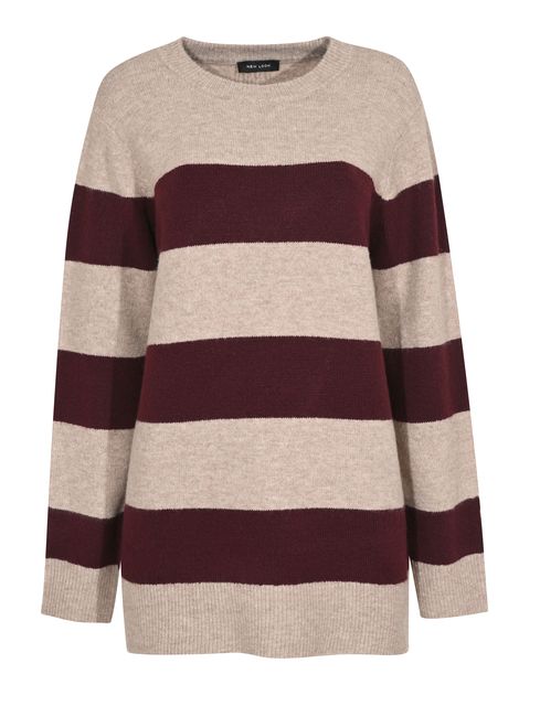 Burgundy Wide Stripe Crew Neck Jumper, £29.99, New Look
