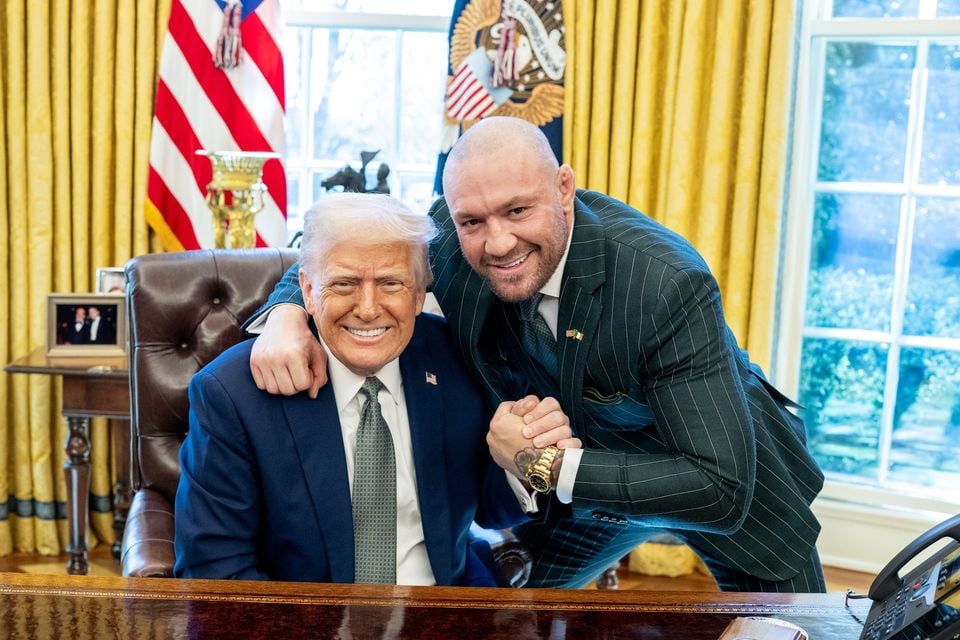 President Donald Trump and MMA fighter Conor McGregor in the Oval Office.