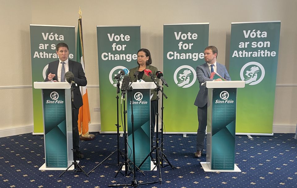 Sinn Fein’s Mary Lou McDonald, centre, said she ‘absolutely condemned’ Gerry Hutch (Grainne Ni Aodha/PA)