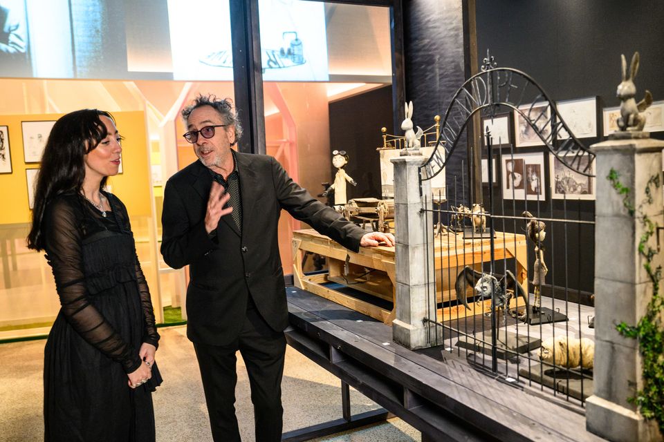 Tim Burton and curator Maria McLintock at the Design Museum exhibition (Matt Crossick/PA)