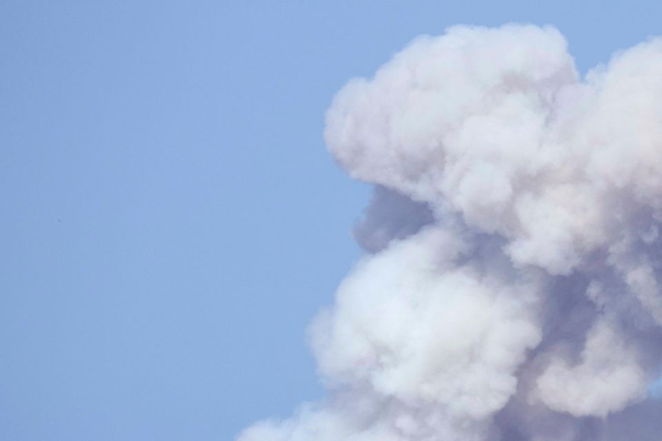 Smoke rises from Israeli airstrikes on villages in the Nabatiyeh district, seen from the southern town of Marjayoun, Lebanon (Hussein Malla/AP)