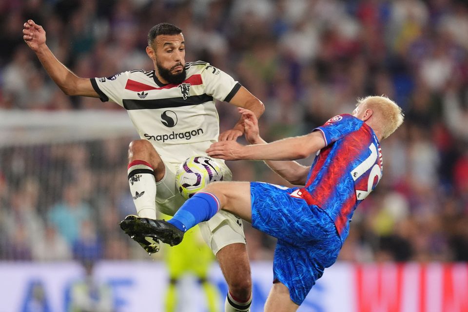 Noussair Mazraoui (left) joined Manchester United from Bayern Munich this summer (John Walton/PA)