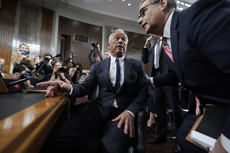 Robert F Kennedy Jr appears before the Senate Finance Committee (J Scott Applewhite/AP)