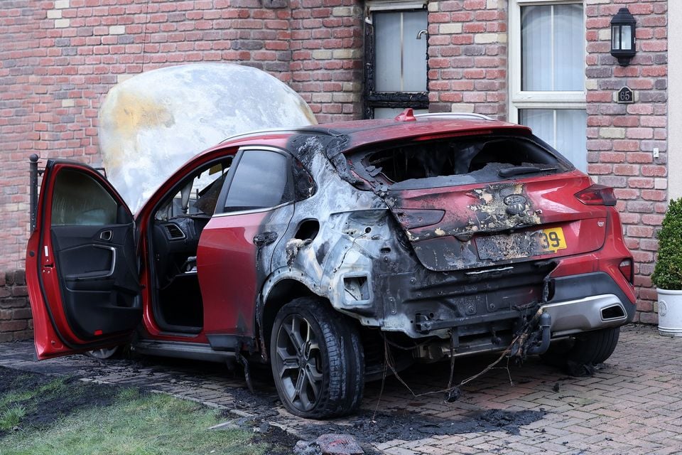 Cars burnt out in Armagh. Credit: Press Eye