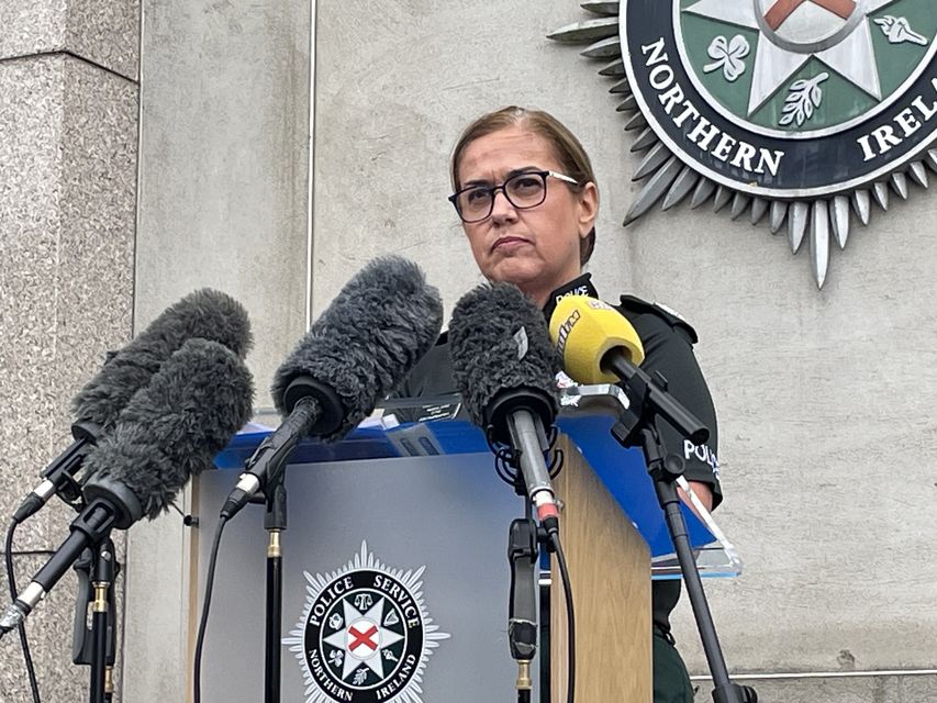 PSNI Assistant Chief Constable Melanie Jones speaks to media at PSNI headquarters in east Belfast on Friday afternoon (Rebecca Black/PA)