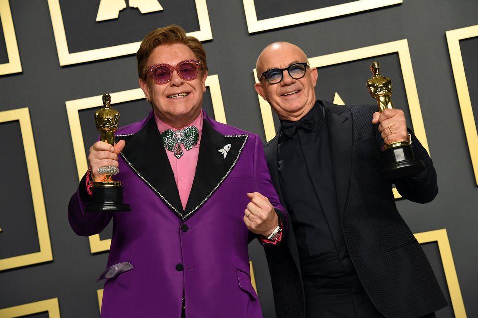 Sir Elton John and Bernie Taupin with their Best Original Song Oscar (Jennifer Graylock/PA)