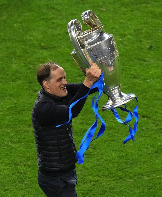 Thomas Tuchel lifts the Champions League trophy as Chelsea boss (Adam Davy/PA)