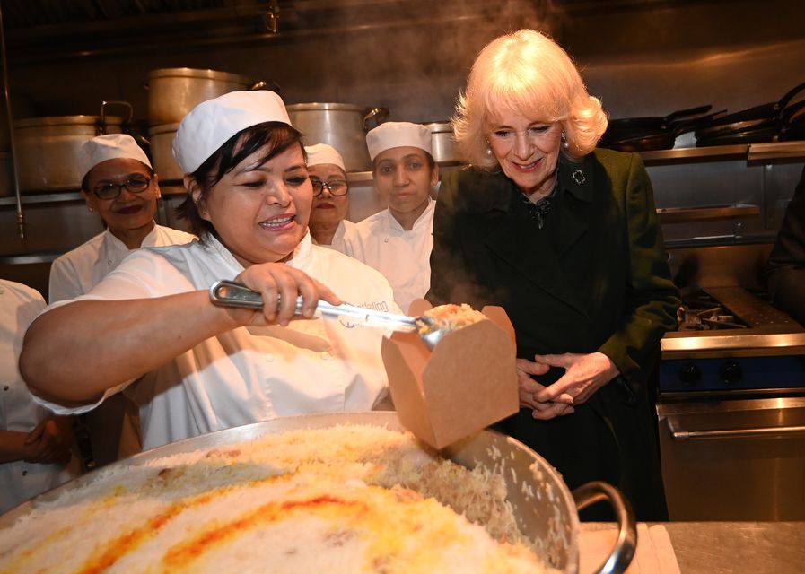 Camilla was meeting British Muslim women at the female-led restaurant ahead of Ramadan (Eddie Mulholland/DailyTelegraph/PA)