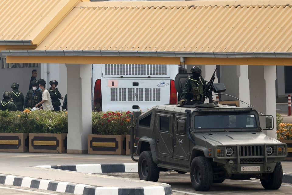 Thai soldiers provided security for the transfer of the Chinese nationals (Sarot Meksophawannakul/AP)