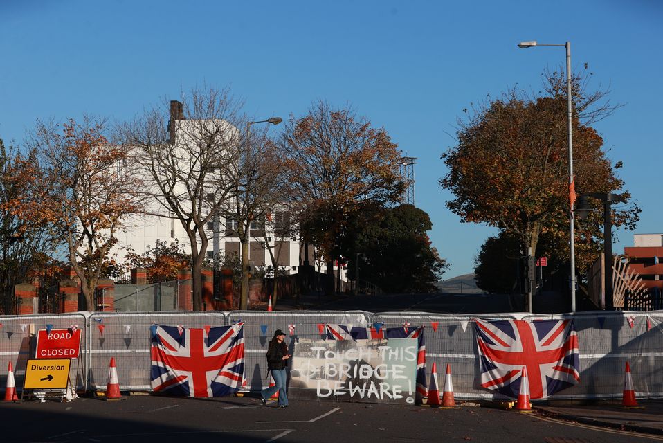 The threatening sign was left at the Durham Street end of the Boyne Bridge (Liam McBurney/PA)