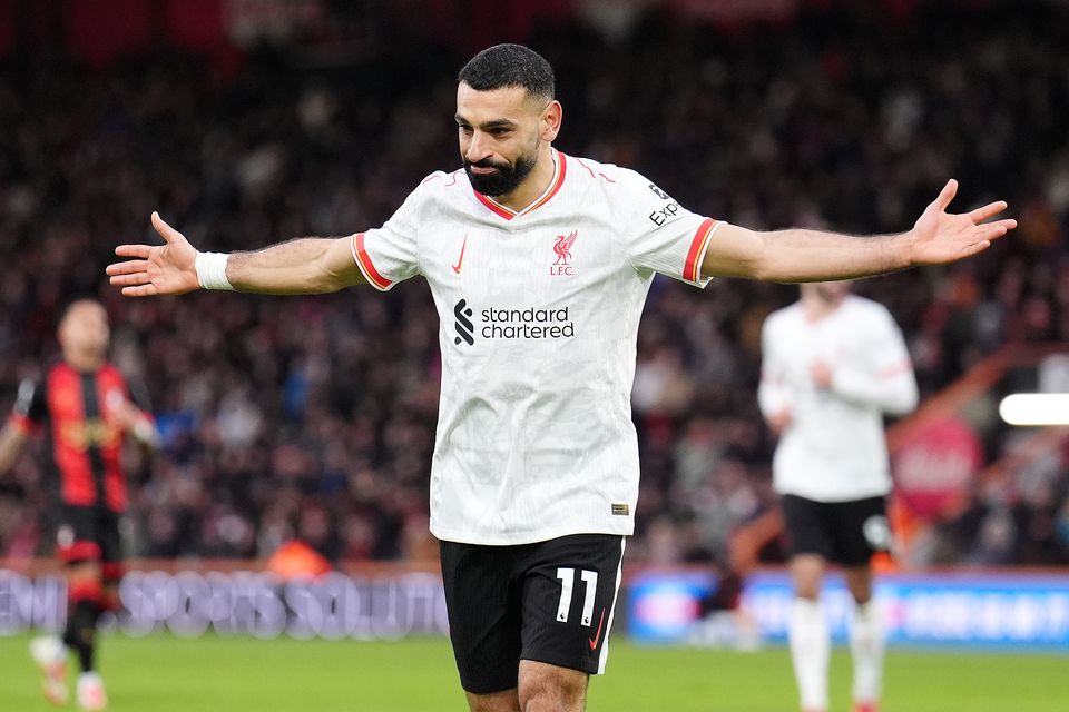 Mohamed Salah’s two goals sent Liverpool nine points clear at the top of the Premier League (John Walton/PA)