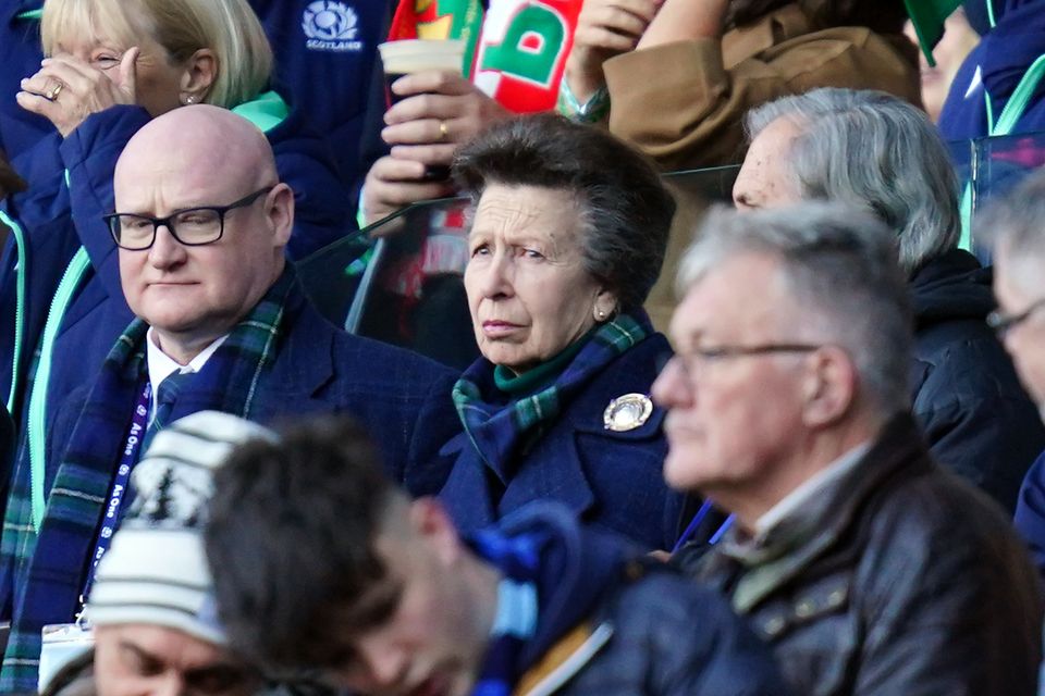 The Princess Royal (centre) in the stands ahead of the international rugby match at Murrayfield Stadium last November (Jane Barlow/PA)