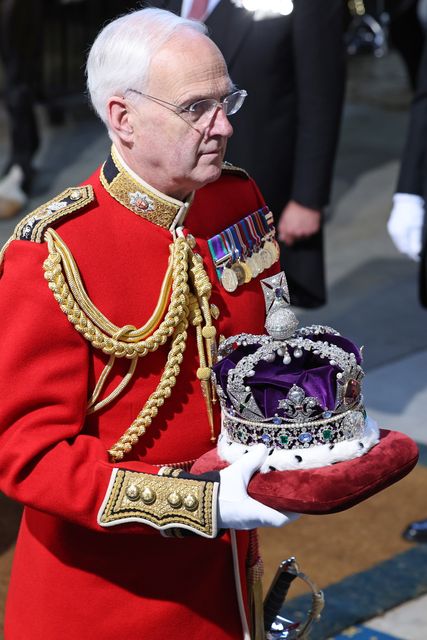 The Imperial State Crown arrives in the House of Lords for the State Opening of Parliament (Chris Jackson/PA)