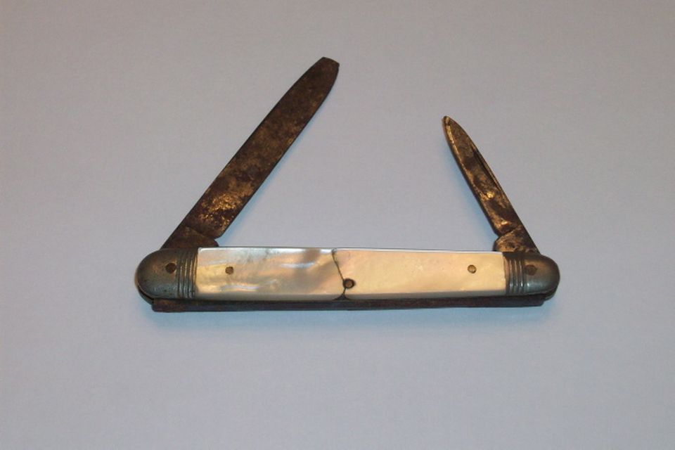 The pearl penknife, recovered from the body of Edmund Stone, victim of the Titanic disaster