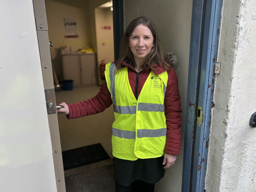 Emma McBride, an Archaeological Inspector at the Historic Environment Division in the Department for Communities at the door of the former nuclear bunker in south Belfast which is set to become a new storage facility for historic records. (Rebecca Black/PA)