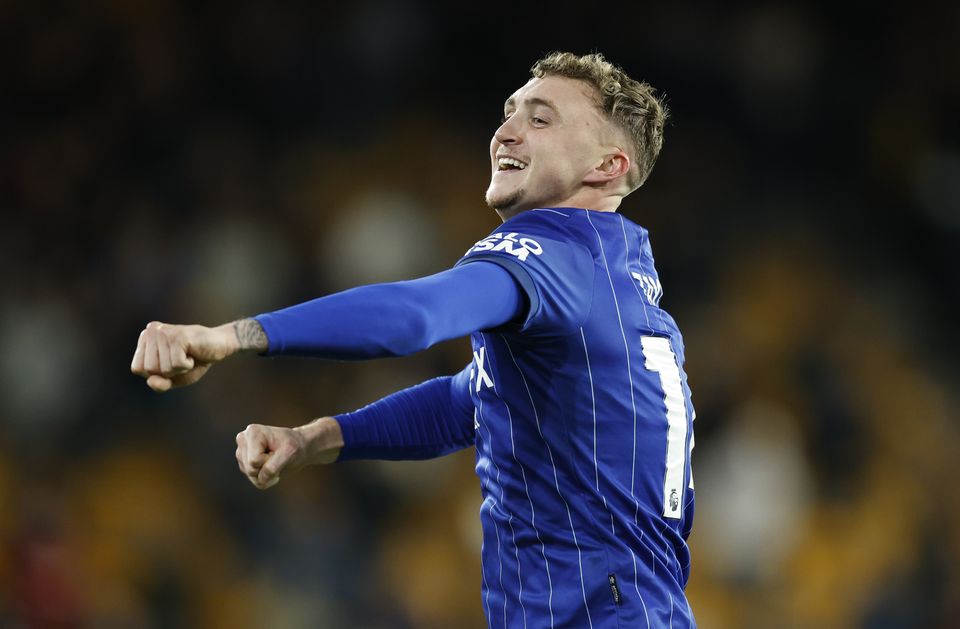 Match-winner Jack Taylor celebrates after the game (Nigel French/PA)