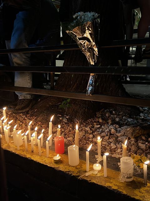 A candlelit vigil for Liam Payne outside the CasaSur Hotel (Valentina Gonzalez Sandoval/PA)