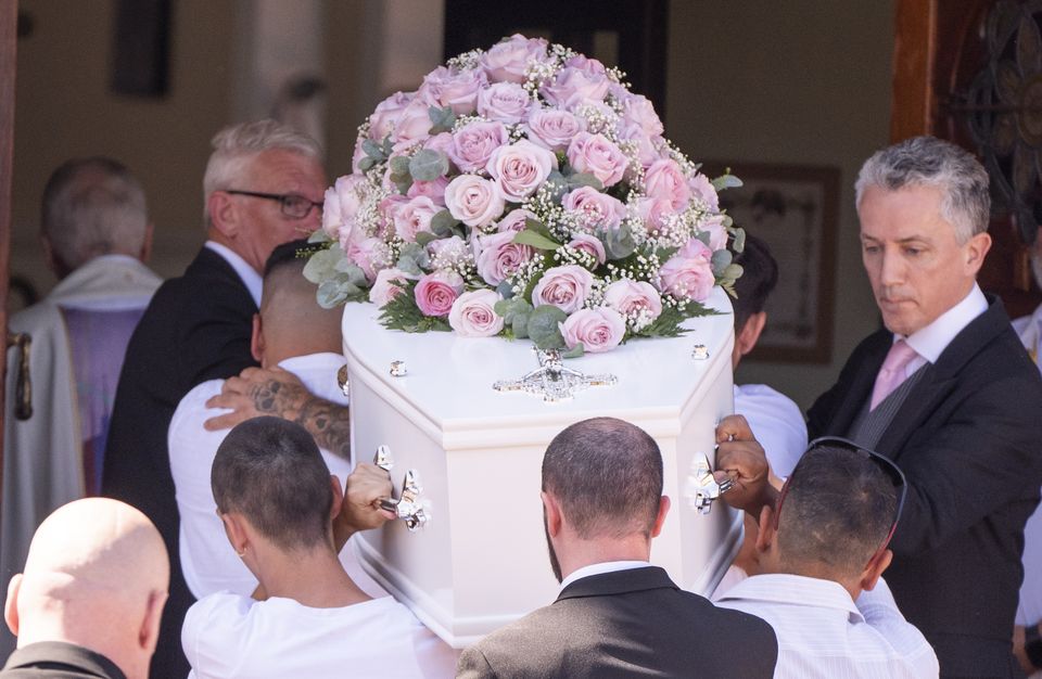 The coffin is carried into St Patrick’s Church (Danny Lawson/PA)