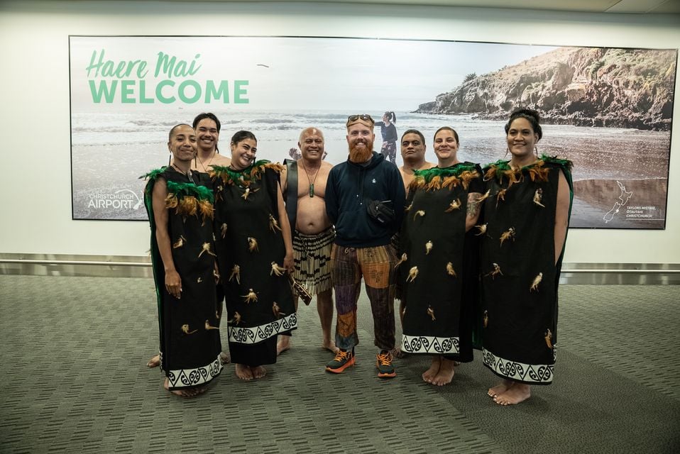 Russ Cook received a Maori welcome when he arrived in New Zealand (Toby Jones/PA)