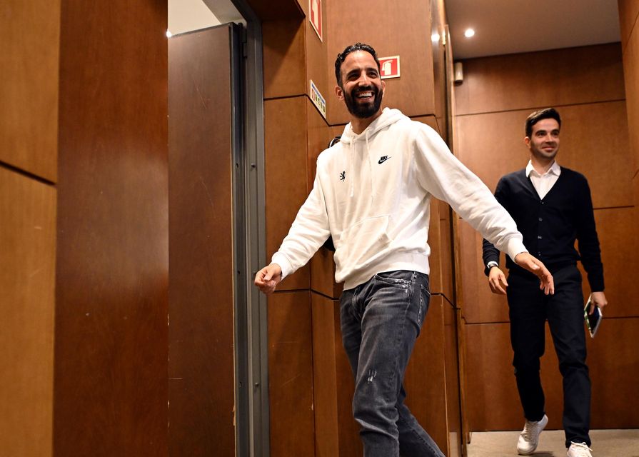 Sporting Lisbon manager Ruben Amorim did not answer any questions in English at his press conference (Zed Jameson/PA)