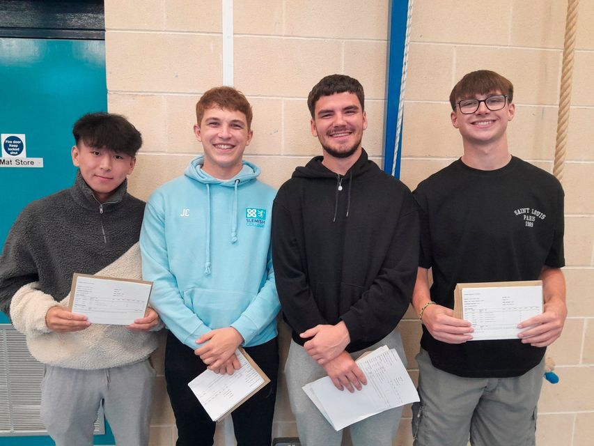 Luca Lin, Jack Crawford, Kian Smyth and Ben O'Neill were delighted with their A Level results at Slemish College.