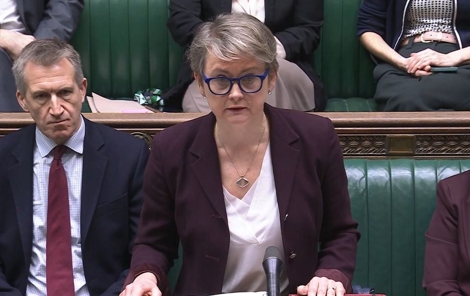 Home Secretary Yvette Cooper giving a statement in the House of Commons.