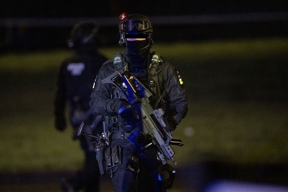 Armed response officers attend reports of a death in a property in the Corrainey Park area of Dungannon on February 28th 2025 (Photo by Kevin Scott)
