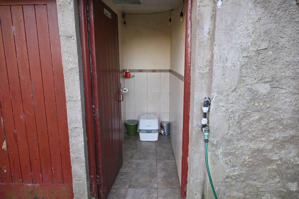 The current makeshift toilet at Clare Parish Church