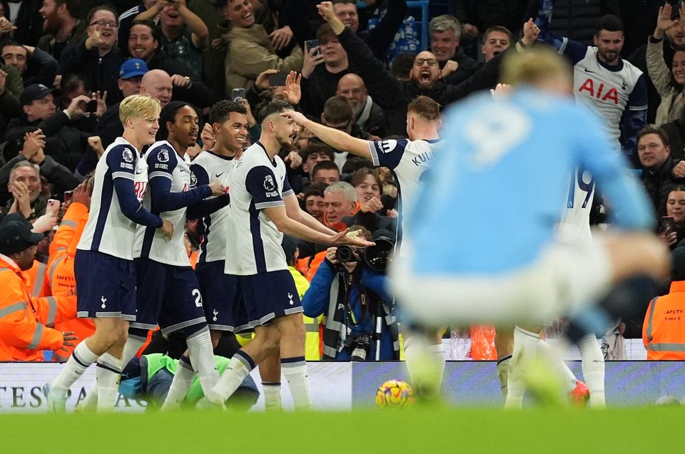 Tottenham enjoyed a 4-0 win at Manchester City in November (Martin Rickett/PA)