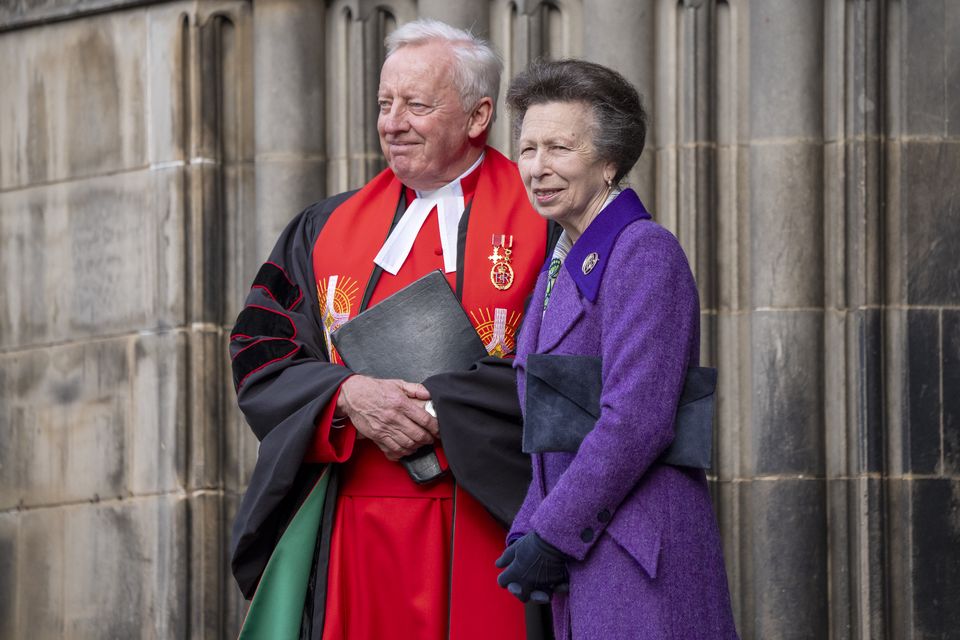 The Princess Royal, pictured alongside Reverend Dr George Whyte, attended a special service at St Giles’ Cathedral in Edinburgh (Jane Barlow/PA)