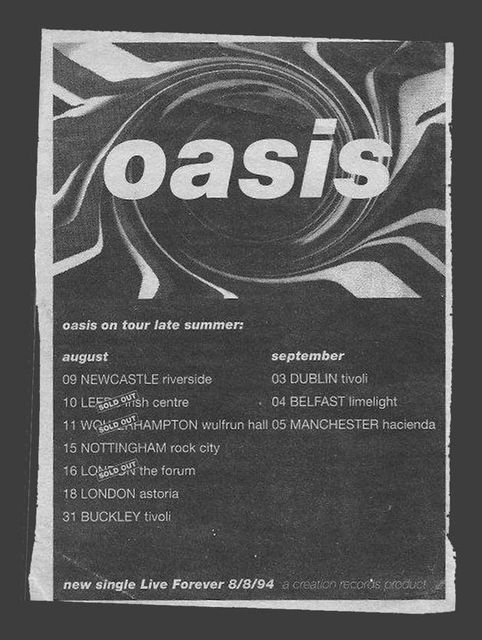 A flyer for Oasis' gig at Limelight Belfast in 1994