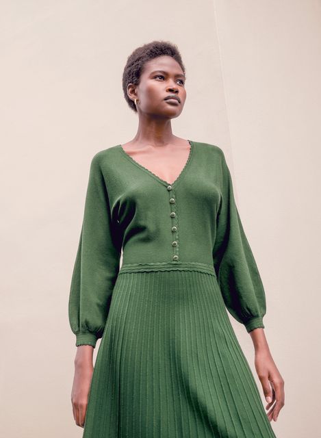 V-neck midi dress with lenzing™ ecovero™ green,
£85, Monsoon