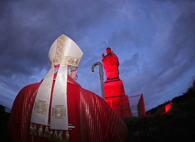 World’s tallest St Patrick’s statue in Co Down turns red in solidarity with persecuted Christians