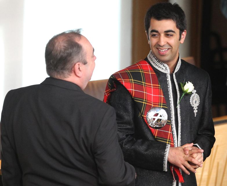 Mr Yousaf with Alex Salmond on his first day as an MSP in 2011 (Andrew Milligan/PA)