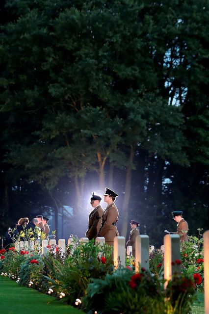 Soldiers take part in a vigil at Thiepval Memorial to the Missing of the Somme during Somme Centenary Commemorations on June 30, 2016 in Thiepval, France.  (Photo by Chris Jackson/Getty Images)