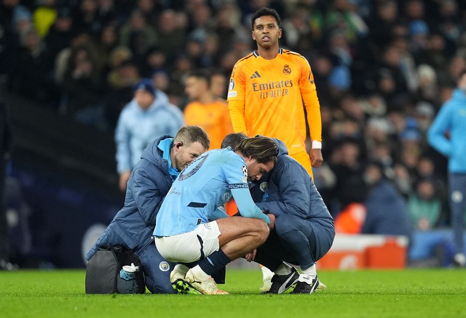 Jack Grealish was forced off against Real Madrid (Martin Rickett/PA)