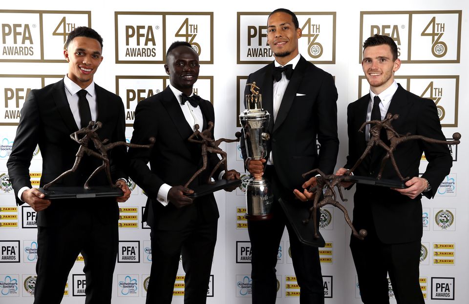 The positions of Trent Alexander-Arnold, Virgil van Dijk, and Andy Robertson have been been unchallenged for five years (Barrington Coombs/PA)